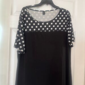SHEIN Black Top with White Polka Dot Yoke